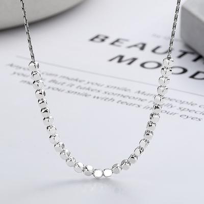 S925 Pure Silver Korean Version New Square Small Square Broken Silver Geometric Cool Style Ins Necklace for Women