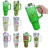 Christmas Tumbler 40 Oz, Merry Christmas Tumbler With Handle And Straw, 40oz Tumbler Maintains Cold Heat And Ice For Hours