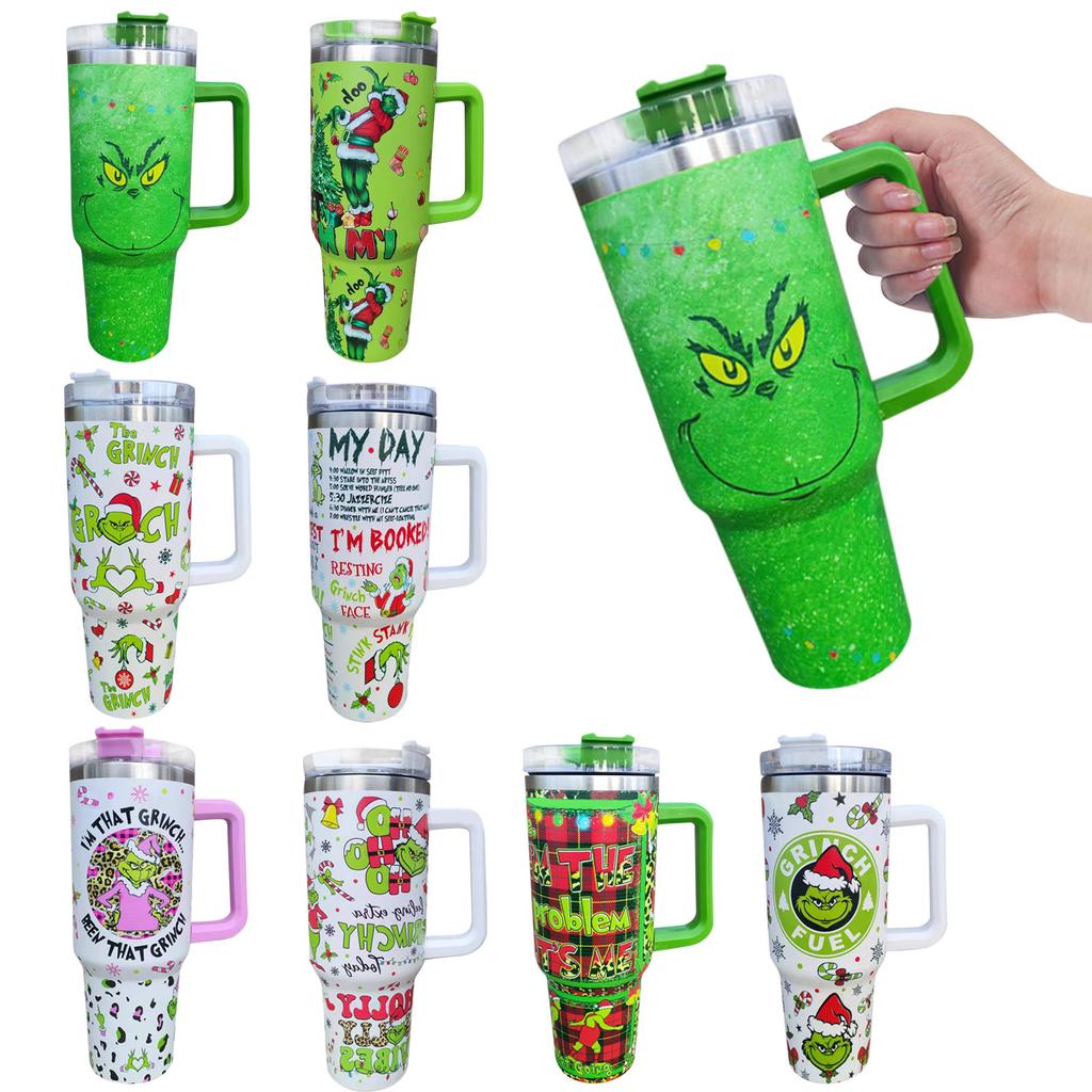 Christmas Tumbler 40 Oz, Merry Christmas Tumbler With Handle And Straw, 40oz Tumbler Maintains Cold Heat And Ice For Hours