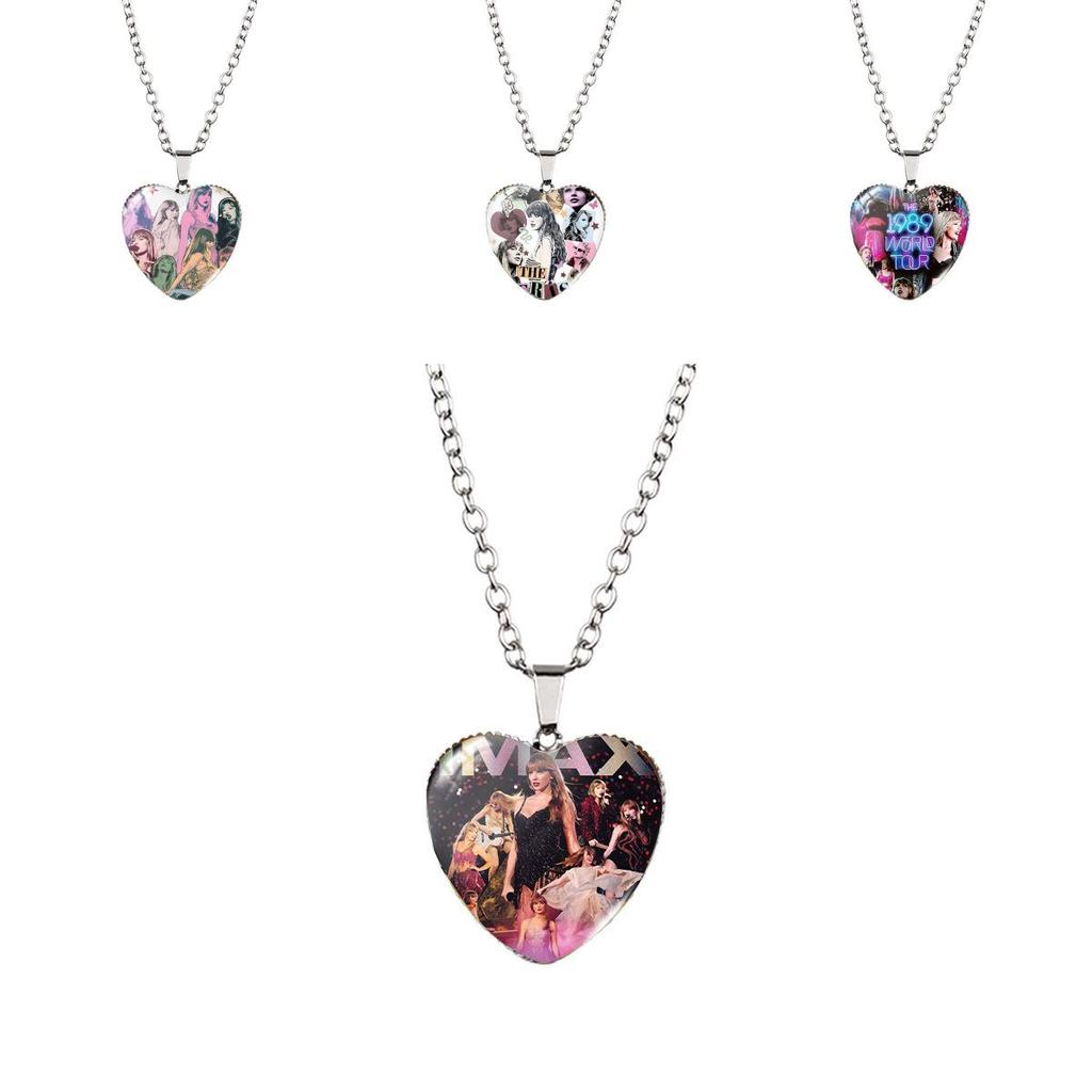 Taylor Swift Inspired Heart Shaped Necklace For Kids Stunning Glass Pendant Stylish Accessory
