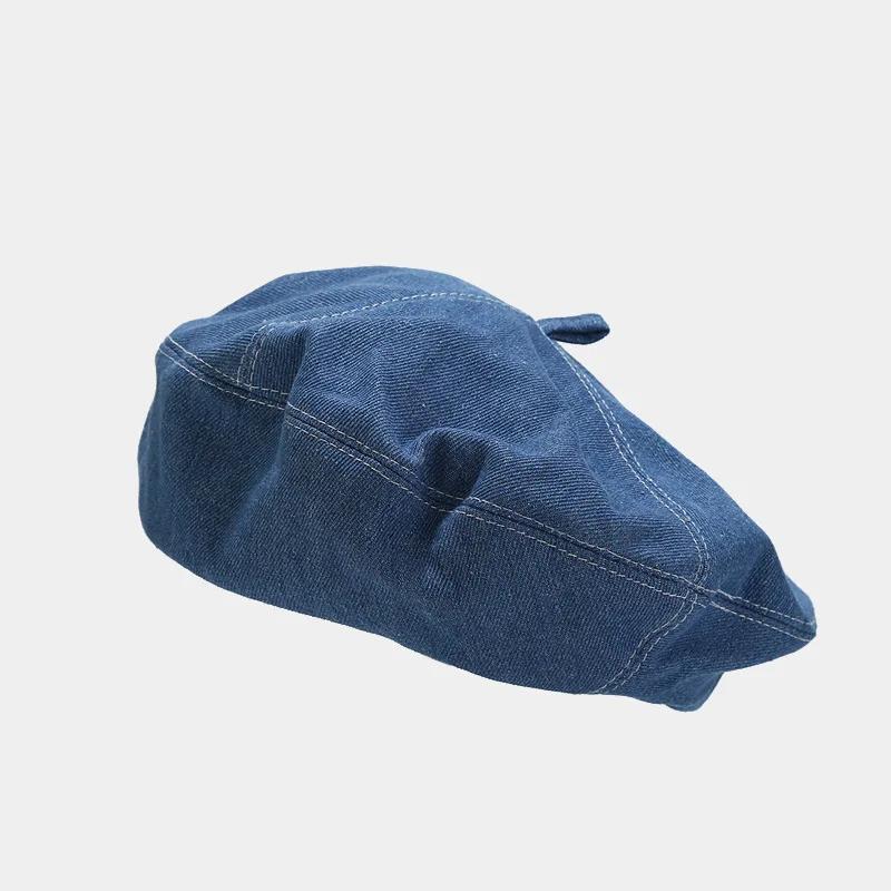 2025 Beret Hat Denim Newsboy Cap French Style Painter Hat Solid Color Casual Artistic Japanese Minimalist Urban Street Fashion
