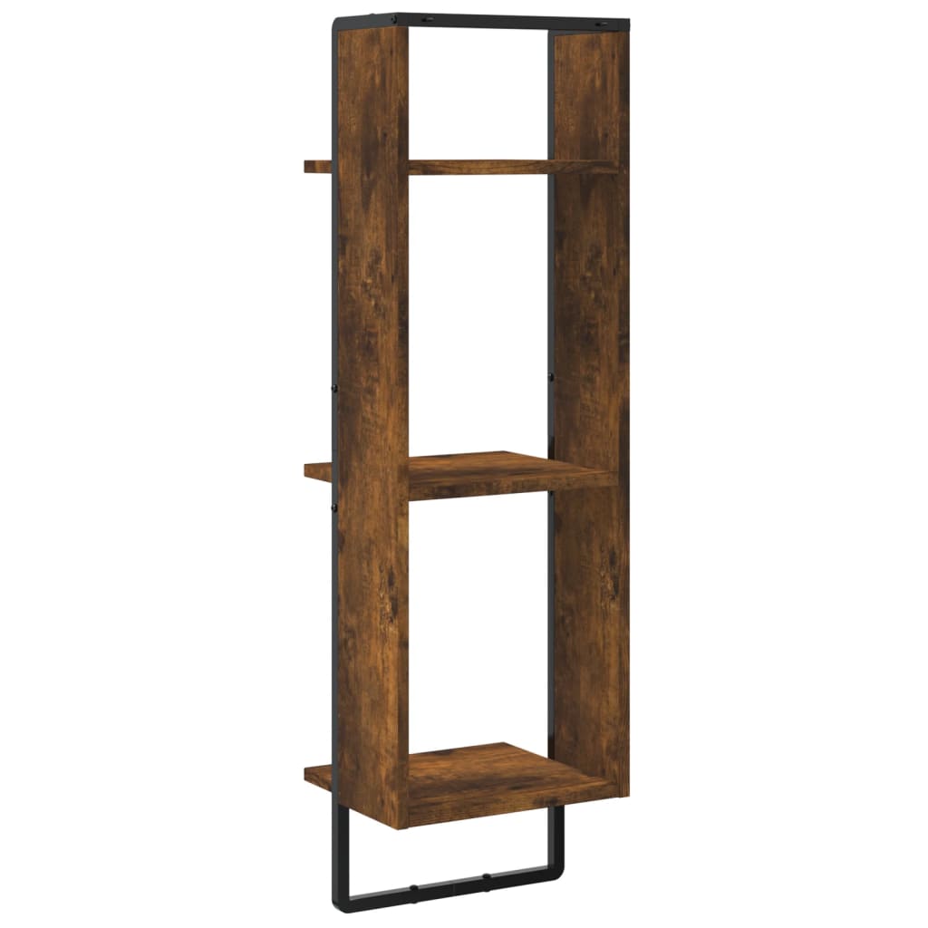 Wall Shelf 3 Tier Smoked Oak Finish 30 x 25 x 100 cm Particleboard