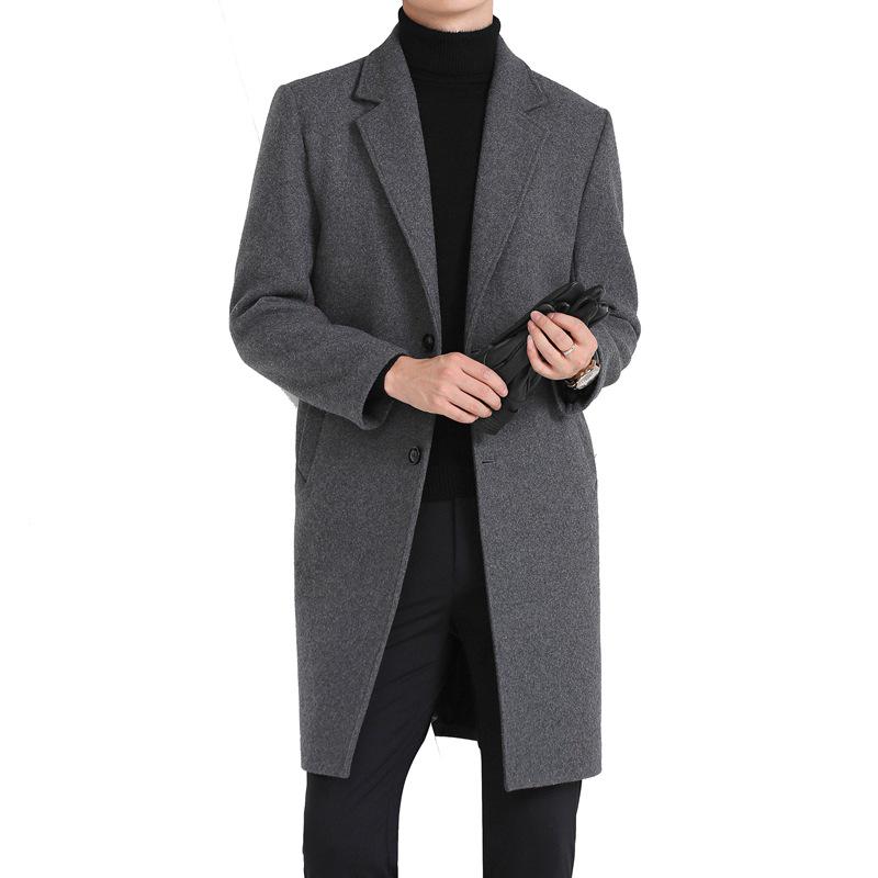Winter Mid-Length Woolen Overcoat for Middle-Aged & Young People - Lapel Fashion Casual Style