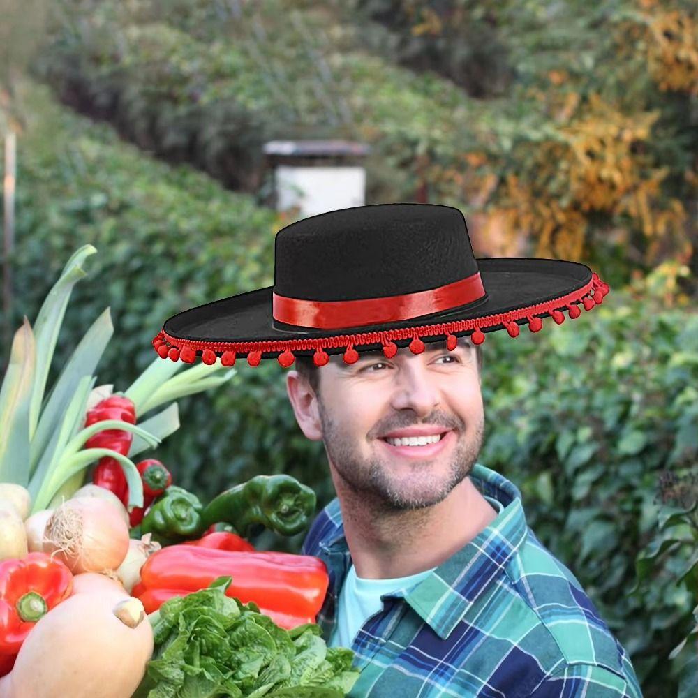 Pălărie Mexicană cu Boruri Largi Costume Performanță Scenă Pălărie în Stil Spaniol Cadou Festival