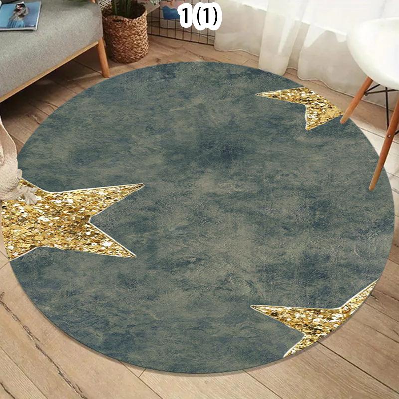 

Vintage Star Carpet Mat Rug Home Decoration Living Room Floor Rug Silver Gold Sparkle Pattern Retro Style Indoor Area Rug 80cm x 80cm