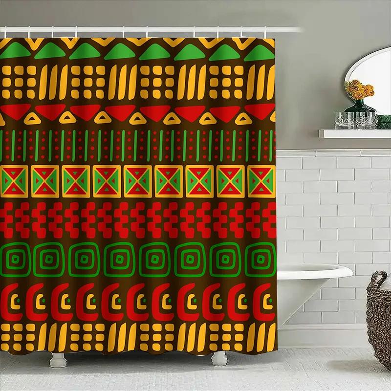 Unique African-Inspired Bathroom Decor Shower Curtain With Geometric Patterns Perfect For Your Home'S Ethnic Touch!