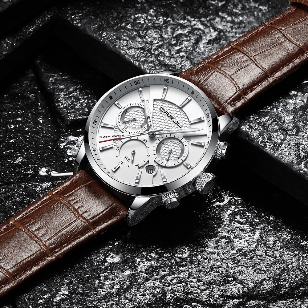 CRRJU-2212L Reloj cronógrafo de seis pines con cinturón Reloj de moda para hombres Reloj de negocios para hombres