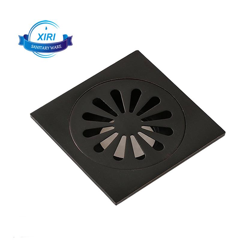 Brass Black European Sun Flower Deodorant Floor Drain Bathroom Balcony Anti-Odor Floor Drain WL8552 (Black,Brass)