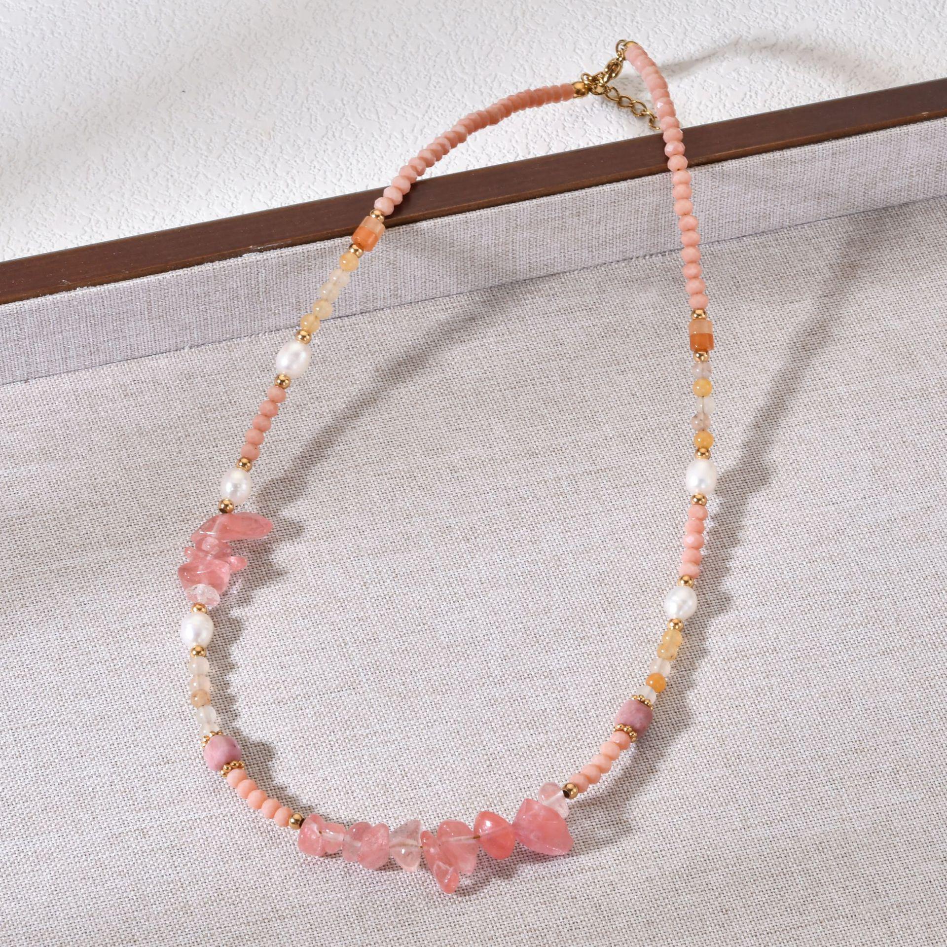 Versatile Red Agate Glass Beaded Necklace - Fashionable, High-End, Non-Fading Clavicle Chain