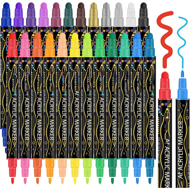 36 Colors Set Stackable Graffiti Marker Paint Pen Art School Office Stationery Supplier DIY Dual Tip Acrylic Markers Pens