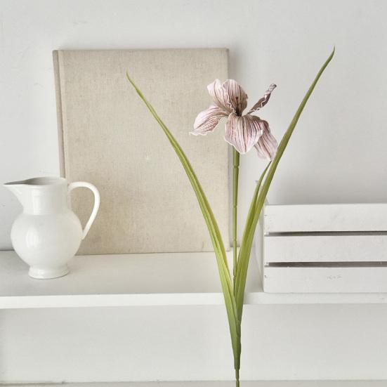 26" Artificial Iris Flower Flower Bouquet with Real Touch Fake Long Stem