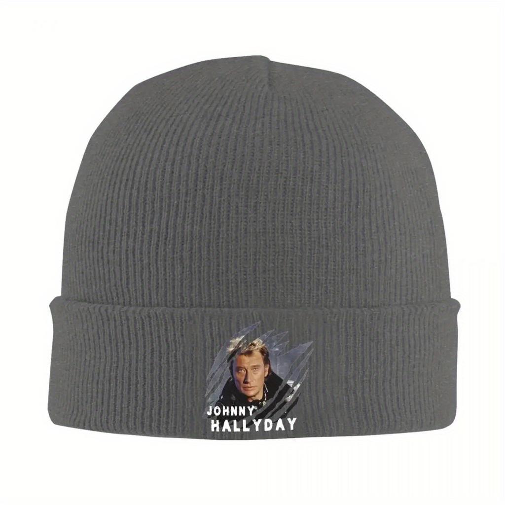 Pop-Sänger Johnny Hallyday Strickmütze Beanie Wintermütze Warm Unisex Lässige Kappen Unisex Damen Geschenk