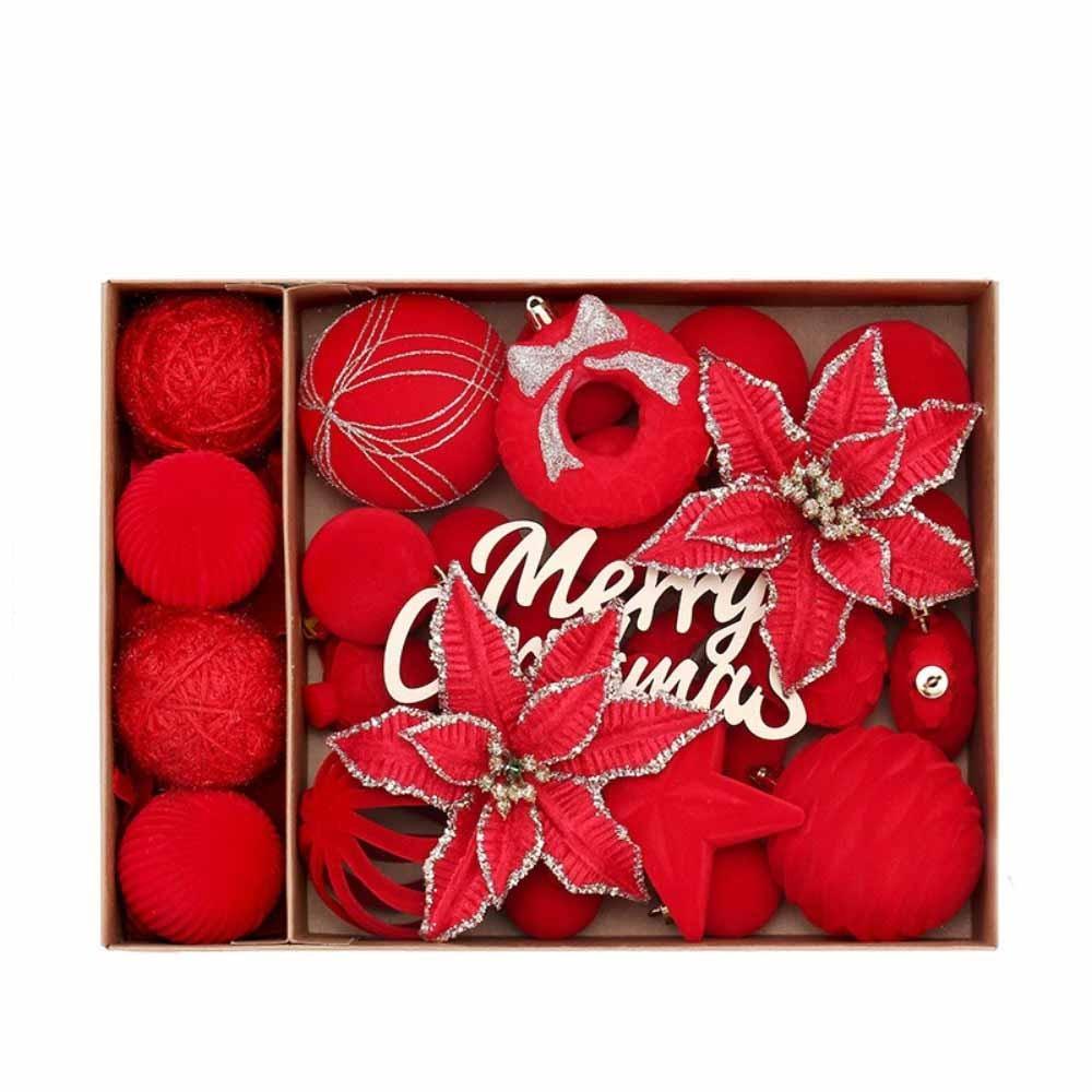 38PCS European-style Flocked Christmas Balls Pendant Xmas Tree Hanging Pendant  Wedding Party