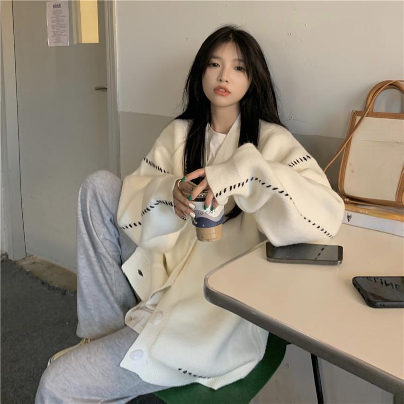 Cardigans Lazy Wind Soft Waxy Sweet College Style Sweater Cardigan Female Student Korean Style Loose Wear Outer Coat