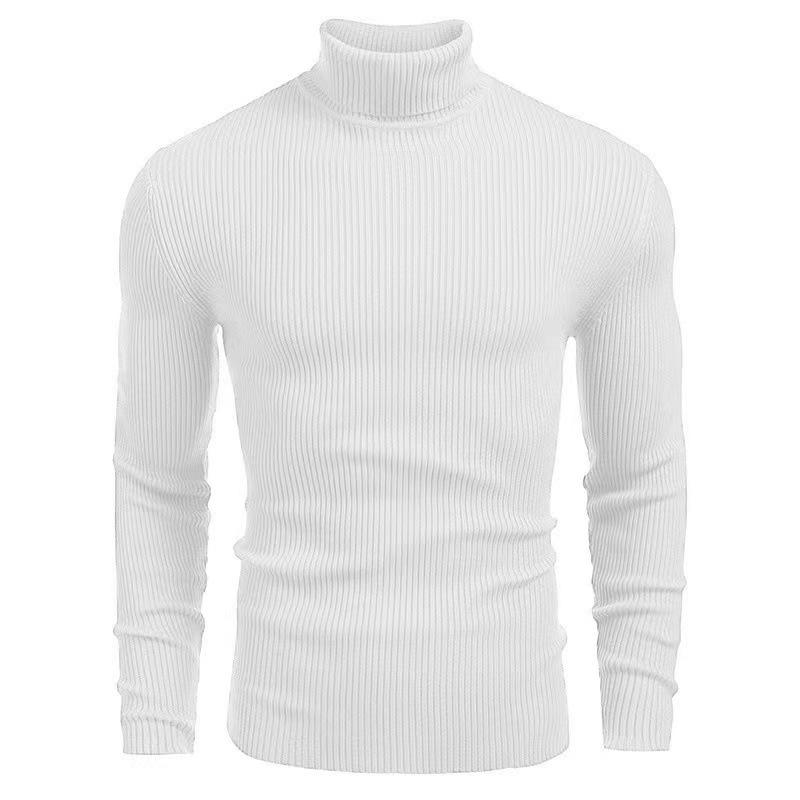 Men's High Neck Sweater Pullover Knitted Warm Casual Men Clothing Knitted Sweater Men