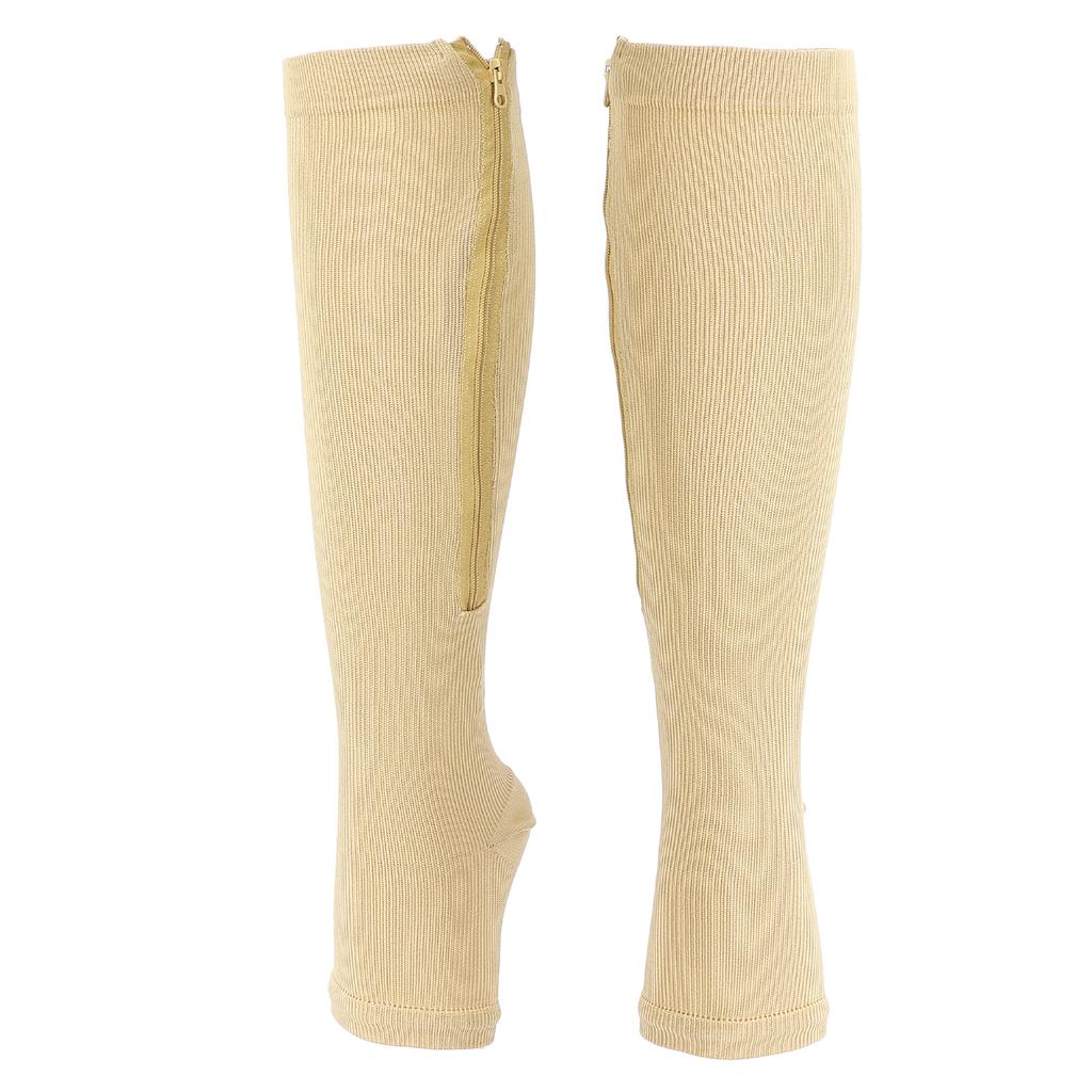 Breathable Compression Stockings Zipper Design Knee High Length Sports Pressure HoseL XL