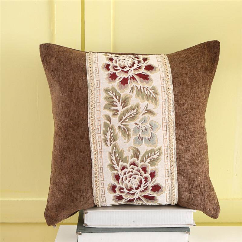 45x45cm Vintage Classic Chenille Embroidery Chinese Rose Flower Sofa Cushion Cover Living Room Decoration Pillow Case