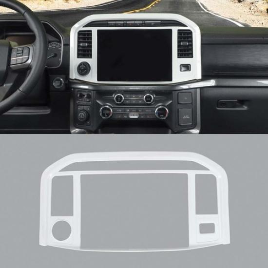 

Console GPS Navigation Screen Frame Panel Cover Trim For Ford F150 + White