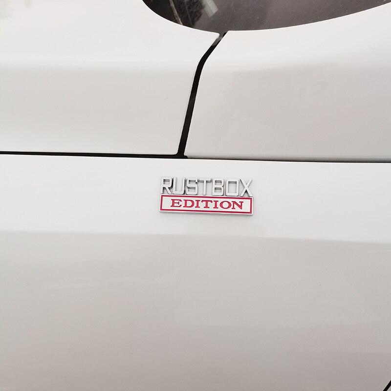 1Pc 3D Metal Rustbox Edition Logo Car Side Fender Rear Trunk Emblem Badge Sticker Decal