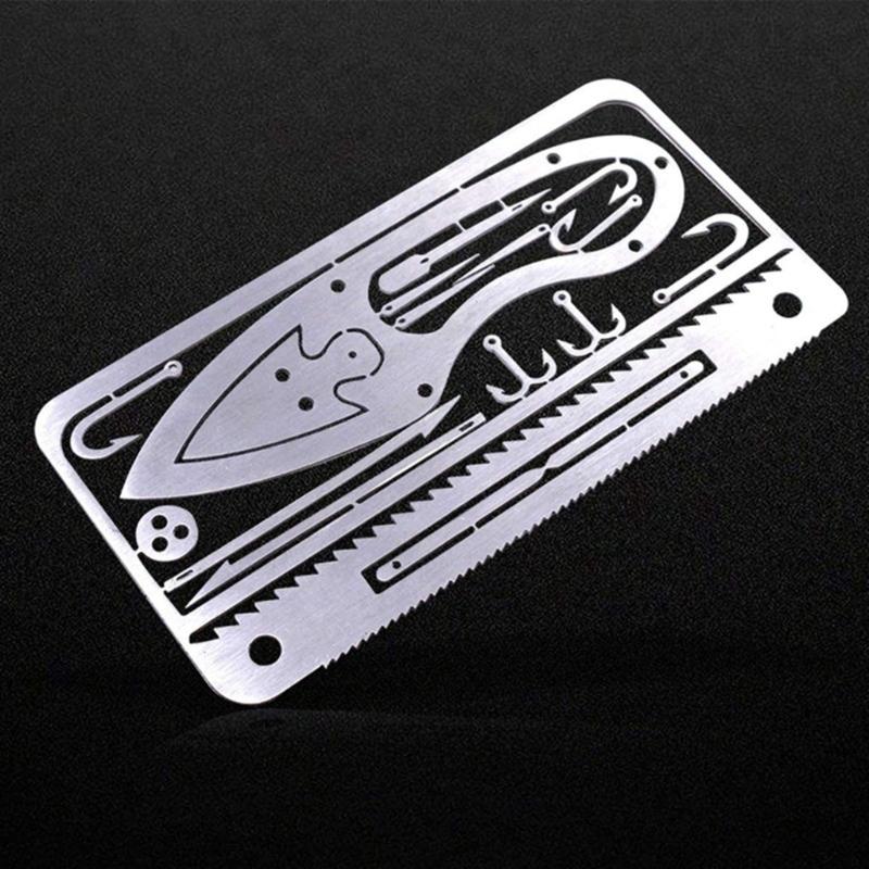 Stainless Steels Fishing Hook Card Outdoor Survivals Multitool Card Survivals Gear Card for Huntings Fishing Hikings