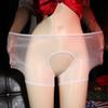 Seamless Aurora Silky Flat Corner Crotch Stockings Panties Sexy Shiny Ultra-thin Silky Large Size Couple Panties