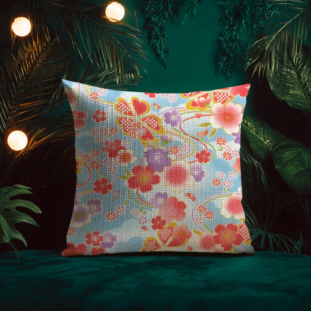 Cherry Blossoms Cushion Cover Natural Linen Pillow Case Double-Sided Print Decorative Sofa Pillowcase Home Decor Gift