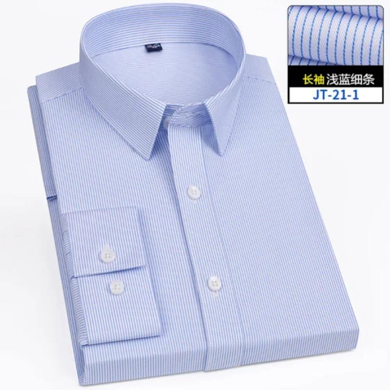 

4XL 5XL 6XL 7XL 8XL Bamboo Fiber Plaid Shirt Striped Blue Casual Business Longsleeve Shirt for Men Streetwear Slim Fit Shirt Men 38