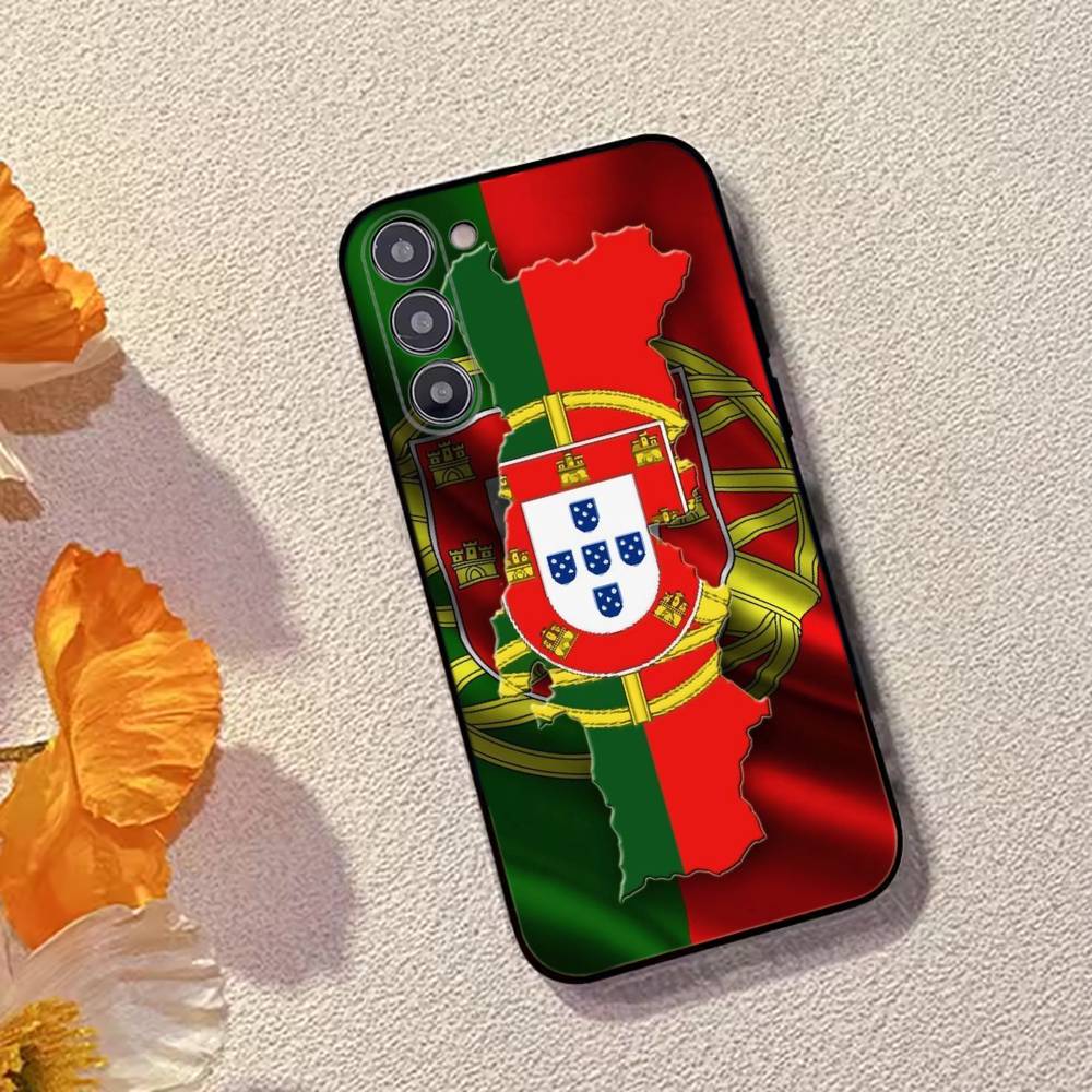 P- Portugalská vlajka Fotbalová podpora Pouzdro na telefon Černý silikon Měkké Pro Samsung Galaxy A73,A72,A71,A70,A53,A52,A51