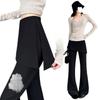 Women's Faux Two-Piece Micro-Flare High-Waisted Slimming Horseshoe Pants - Spring/Summer 2026