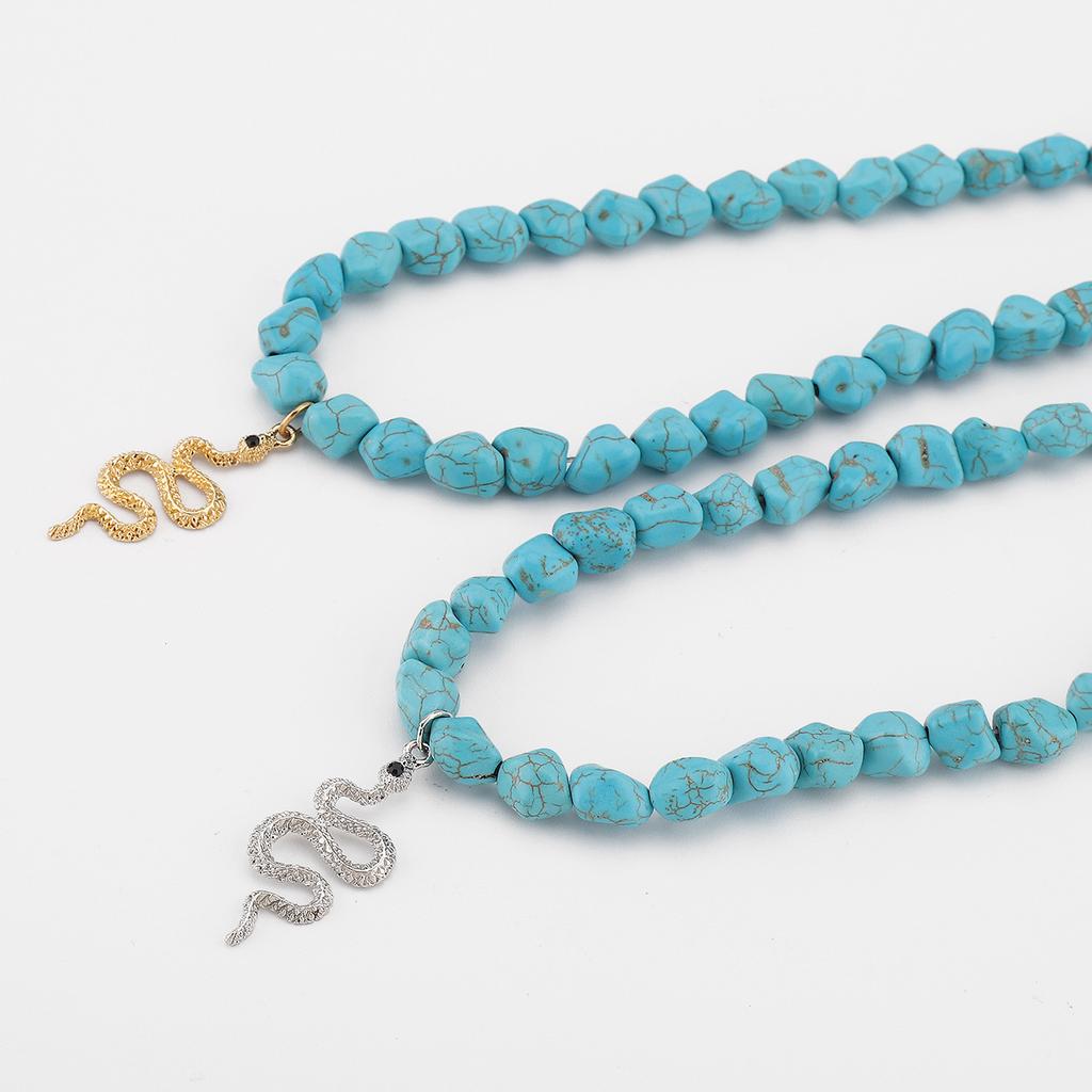 Bohemian Style Evil Eye Turquoise Necklace Irregular Beaded Choker Western Fashion Jewelry For Women Trendy Accessory