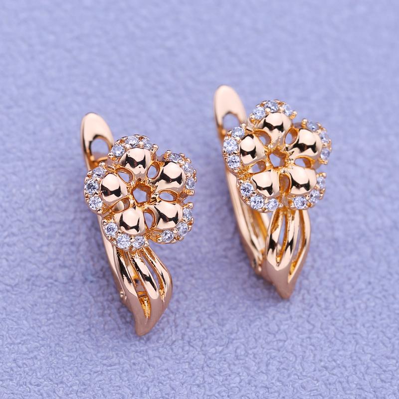 MINTHA Flower Clip Earrings Trendy Rose Gold Color Fashion Jewelry Cubic Zirconia Geometry Earrings For Women Bridal Geometry Earrings