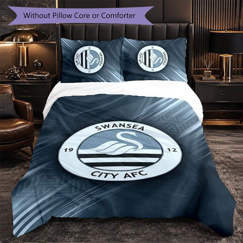 Biancheria da letto a tema Swansea City Set 3 Pezzi Copripiumino Biancheria da letto Decorativa Per Stanza Adolescenti Decorazione Casa