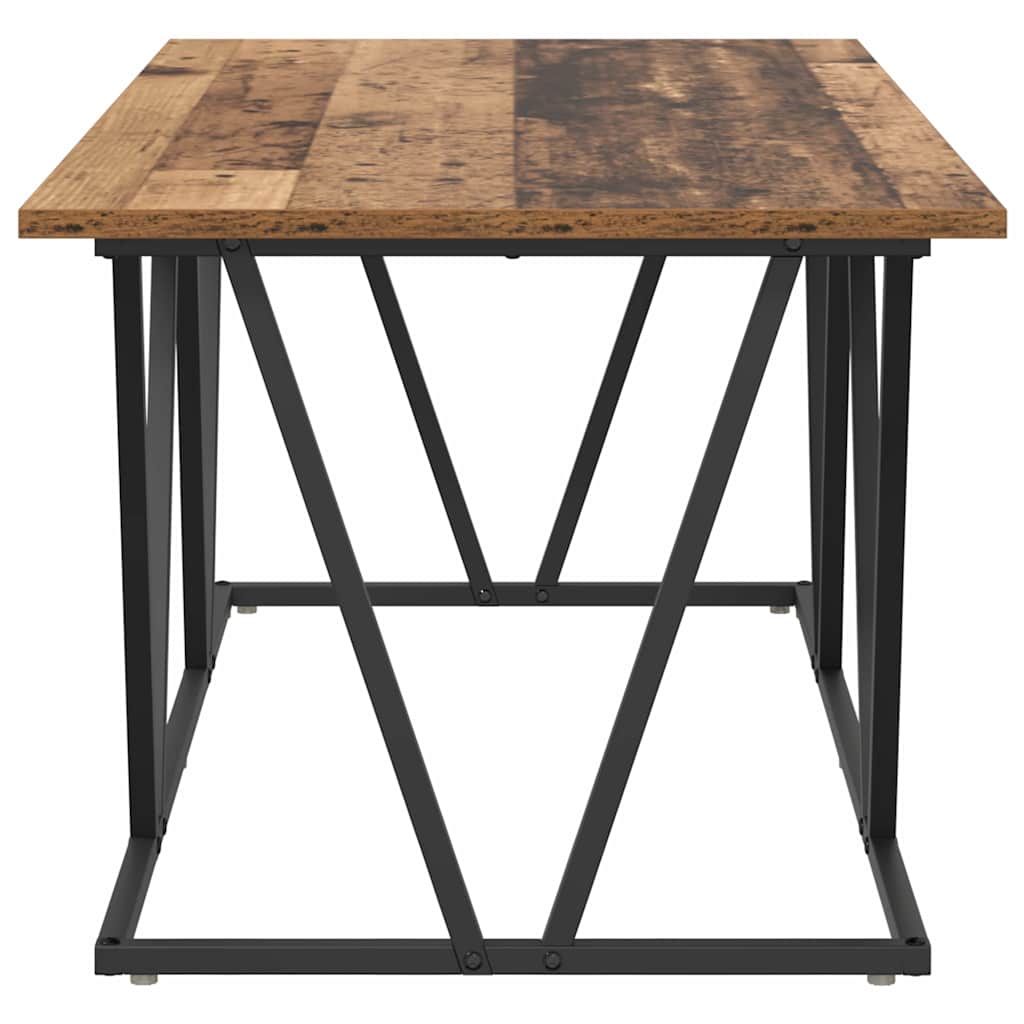 Coffee Table Made of Reclaimed Wood 100 X 50 X 40 Cm Plywood and Metal