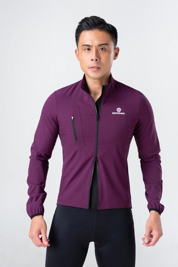 Morethan Long Sleeve Cycling Jacket Windbreaker Double Reflective Unisex (3XL / Burgundy) Men's/Women's (Windproof, Zipper, Material, Pockets,