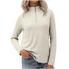 Women's Casual Stand Collar Zipper Velvet Solid Color Long Sleeve Top