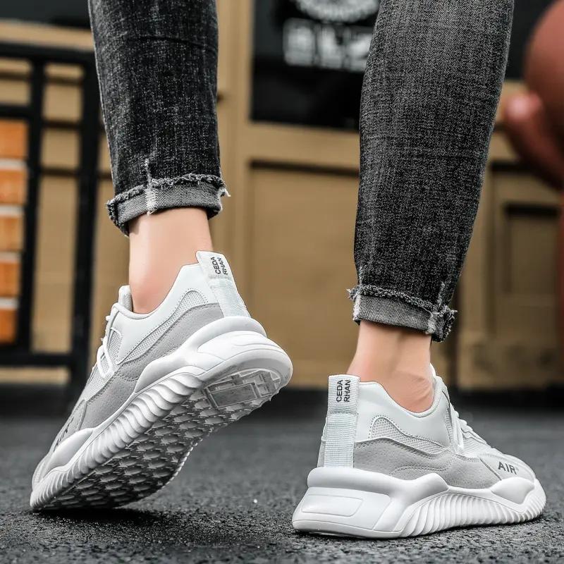 Мужская спортивная обувь Лето 2024 Сетчатые дышащие белые кроссовки для бега Мужские — фото 7