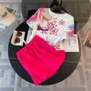 Women's Chic Summer Two-Piece Sportswear Set - Short Sleeve Top & Slimming Shorts