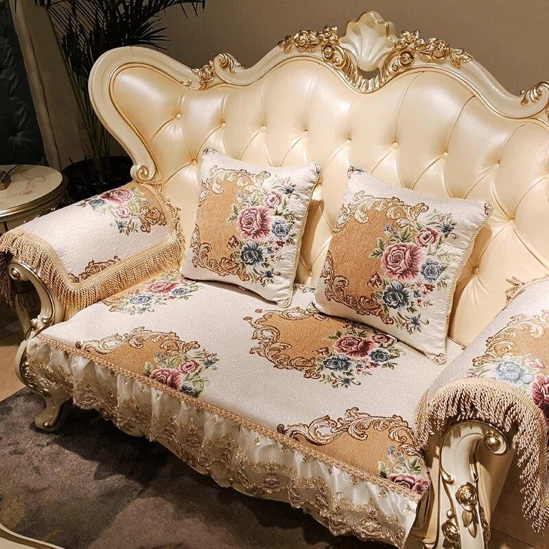 

Чехлы для диванов в европейском стиле, роскошные жаккардовые чехлы для диванов Four Seasons, Нескользящие диванные подушки для гостиной, домашний декор, секционные чехлы для диванов 1pc armrest 50x60 cm