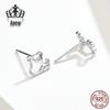 Sterling Silver Puppy and Bone Openwork Stud Earrings - S925 Fashion Jewelry