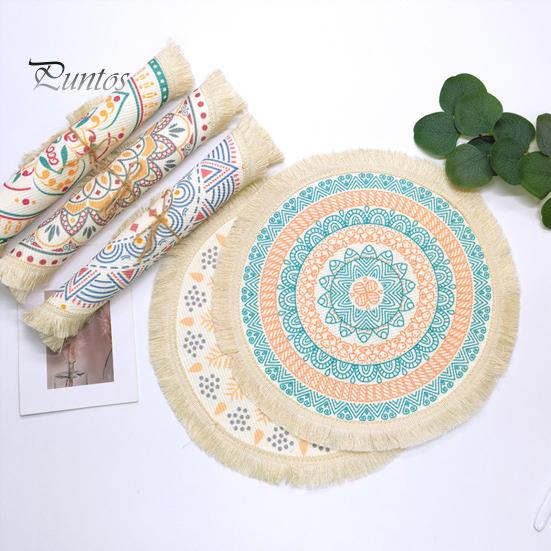 Descanso de Panela Antiderrapante para Cozinha, Jogo Americano Tecido de Algodão Estilo Boho, Jogo Americano de Mesa com Franjas de Borla para Pratos de Jantar, Jogo Americano Lavável a Quente, Suporte de Panela Resistente para Pratos Quentes,