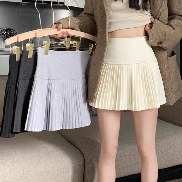 Damen High-Waist A-Linien Faltenrock - Schlankmachend, Kurzer College-Stil für Frühling & Herbst