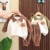 2024 Spring Korean Style Cartoon Color Block Polo and Casual Pants Set for Kids