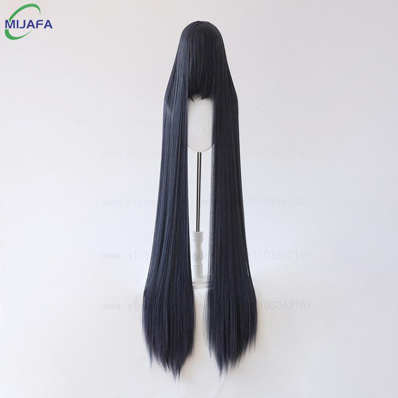 700g Alta Qualità 59" 150cm Lunga Dritta Parrucca Cosplay Con Frangia Biondo Marrone Rosso Verde Blu Resistente al Calore Colori Capelli Parrucche Anime