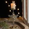 Iron Candle Holder Christmas Flower Star Snowflake Designs Vintage Metal Tealight Candle Stand Candlestick Table Decors
