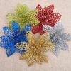 5Pcs Glitter Hollow Artificial Christmas Flower Ornament Xmas Tree Garland Decor