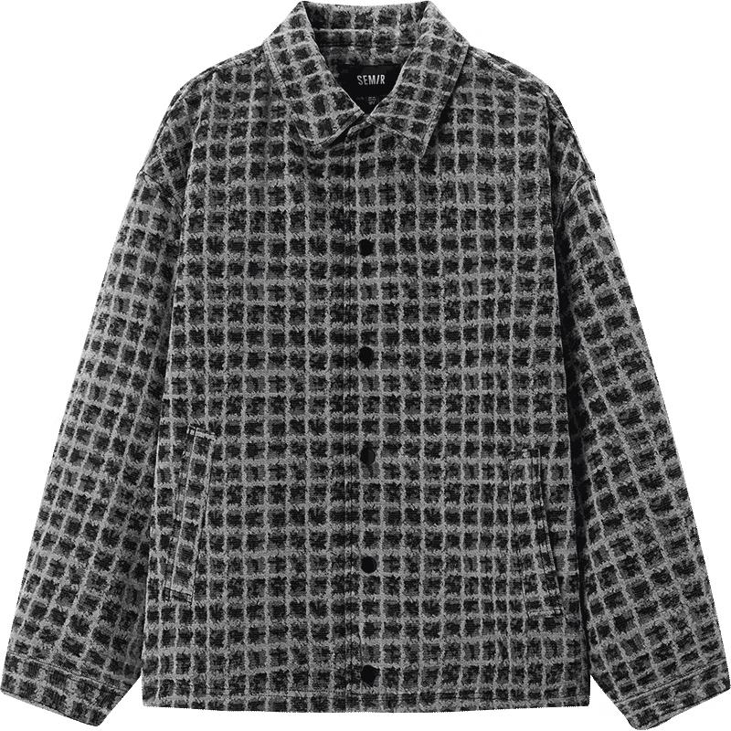 

Semir Men s Plaid Fleece Denim Coach Jacket L (175)