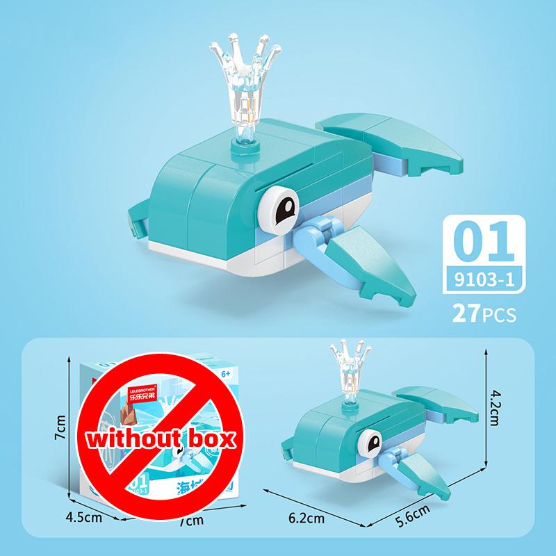 

Lele Brother Building Blocks Cute Underwater Creatures Animals Fish Crabs Sharks Dolphins MOC City Scene Assembled DIY Pet Bricks білий