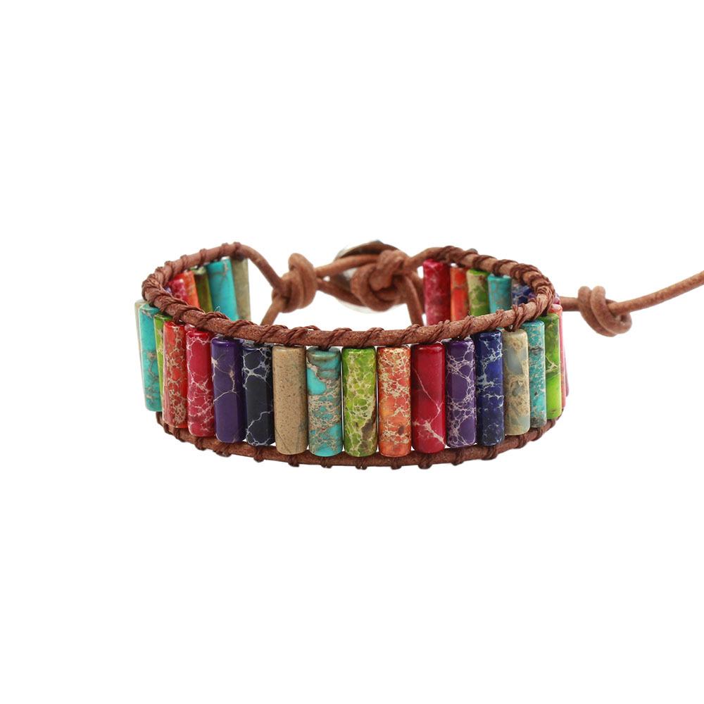 Seven-Color Imperial Stone Chakra Bracelet: Handmade, European & American Style
