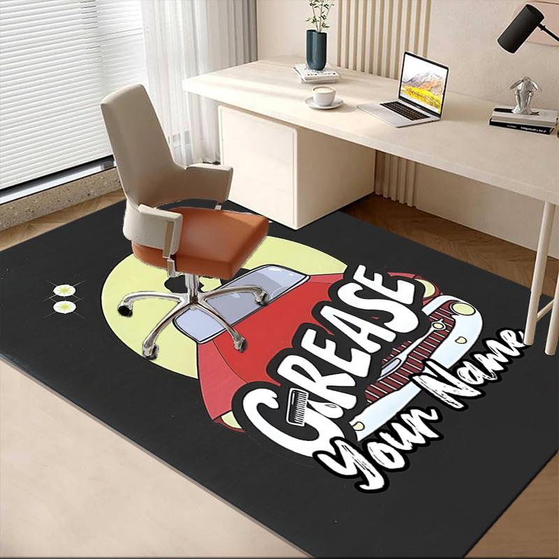 Custom Name Grease Printed Carpet, for Office Chair Living Room Bedroom Kitchen Room Decor Gifts.