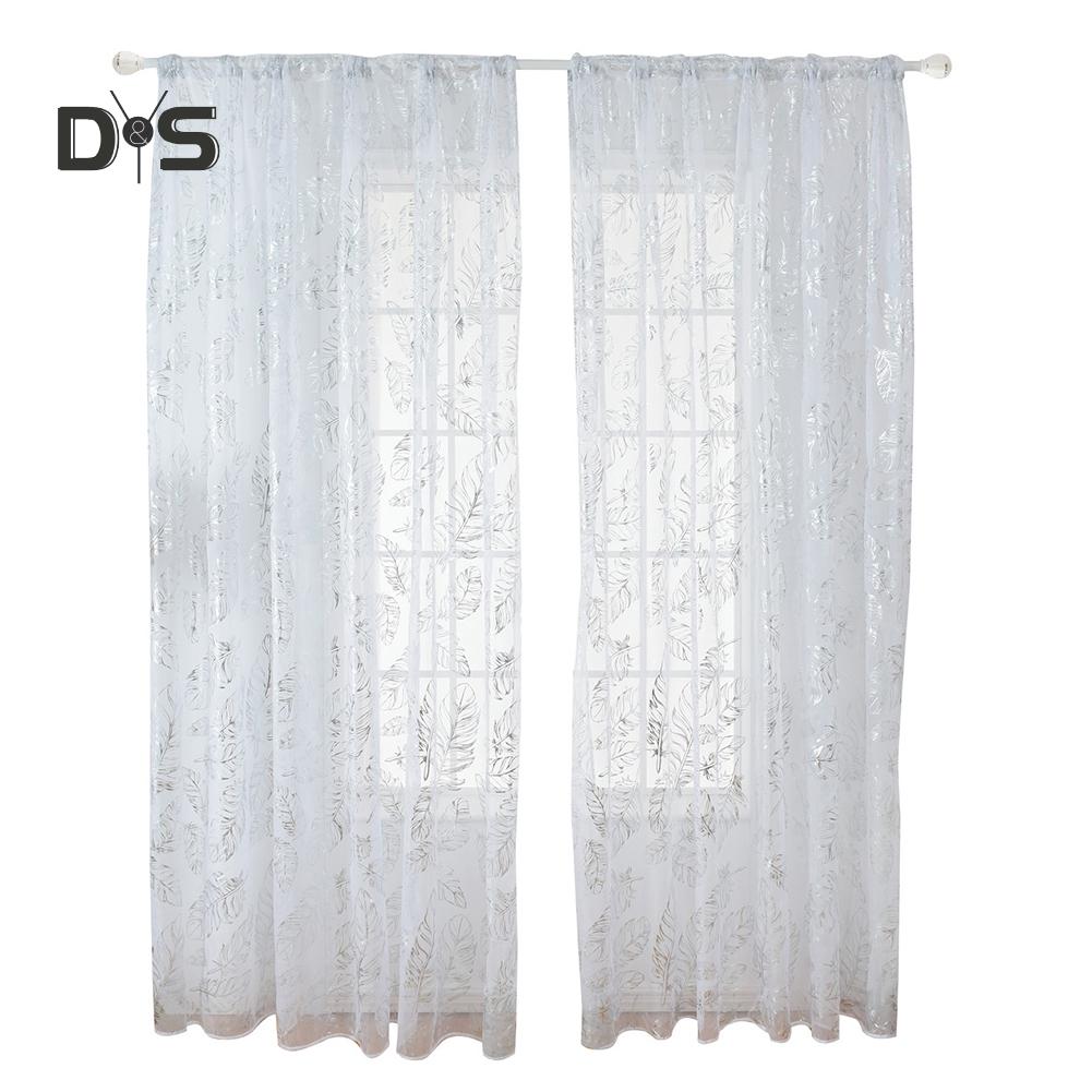 DYS Home Decor Feather Design Drape Balcony Window Tulle Voile Sheer Curtain